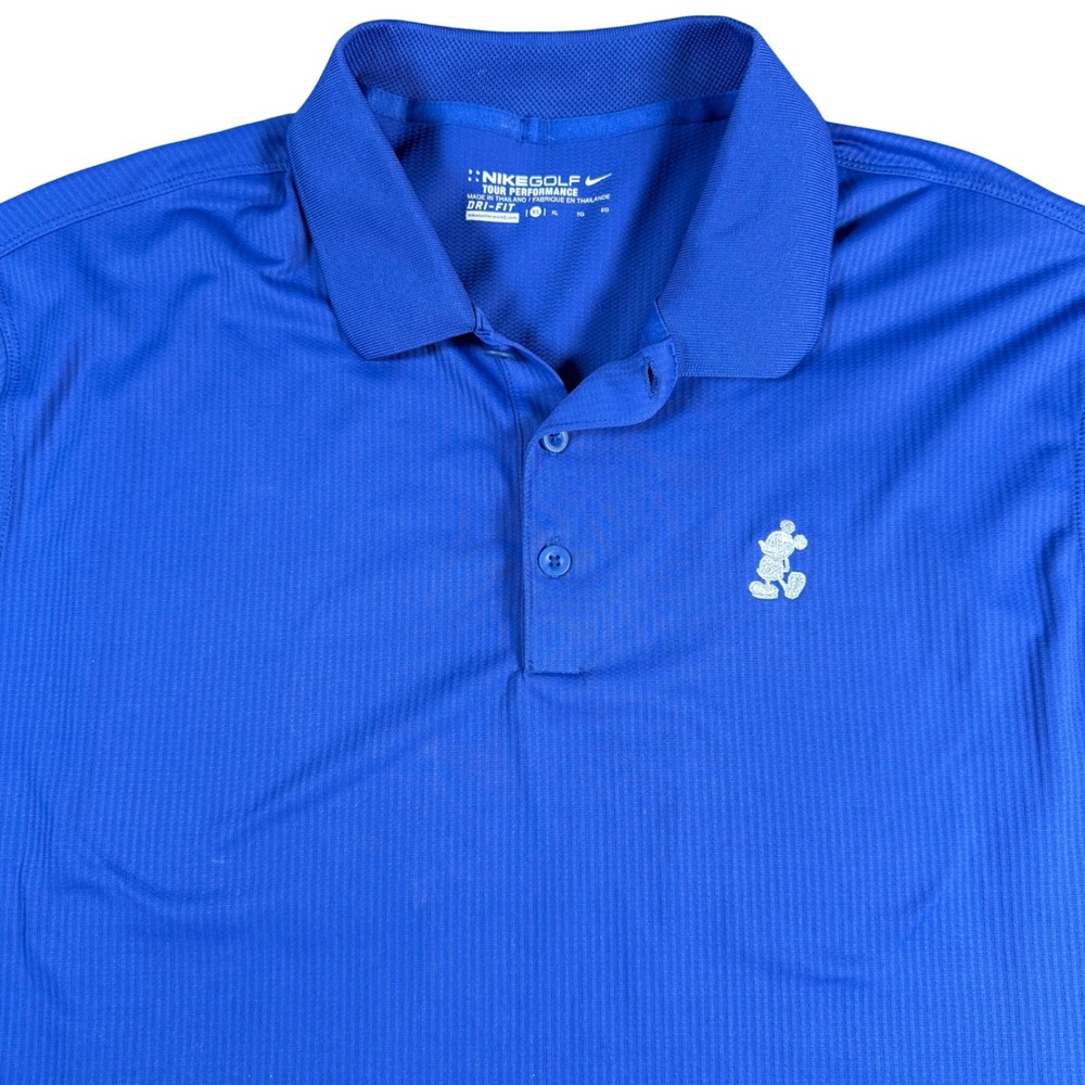 Nike Golf Disney Parks Polo Shirt Mens XL Blue Mickey Mouse Dri-FIT Short Sleeve